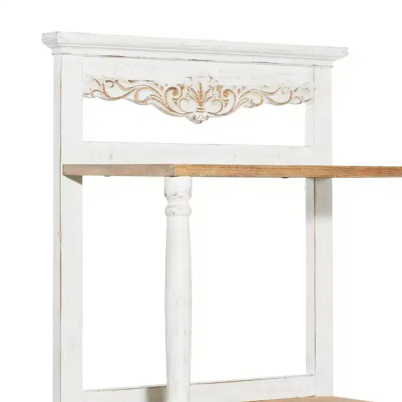 Étagère en pin style ferme blanche - Olivia & May : Bibliothèque à 4 niveaux, Organisateur de rangement haut