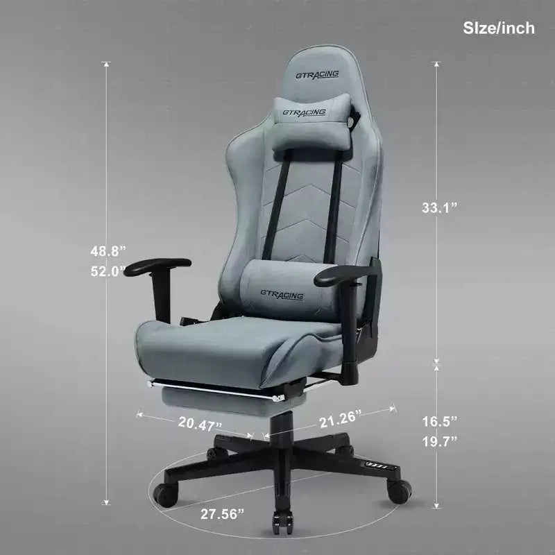 Chaise de jeu GTRACING avec repose-pieds, chaise de bureau ergonomique inclinable avec soutien lombaire, bleue