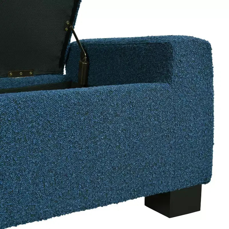 Christopher Knight Home Silas Pouf de rangement d'intérieur moderne en tissu bleu