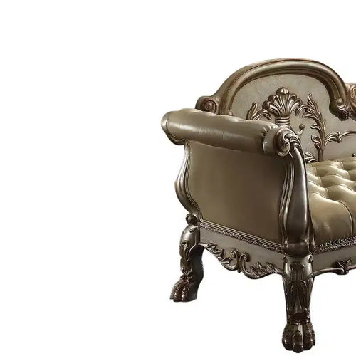 Banc Dresden Acme Furniture, cuir synthétique couleur os/patine dorée