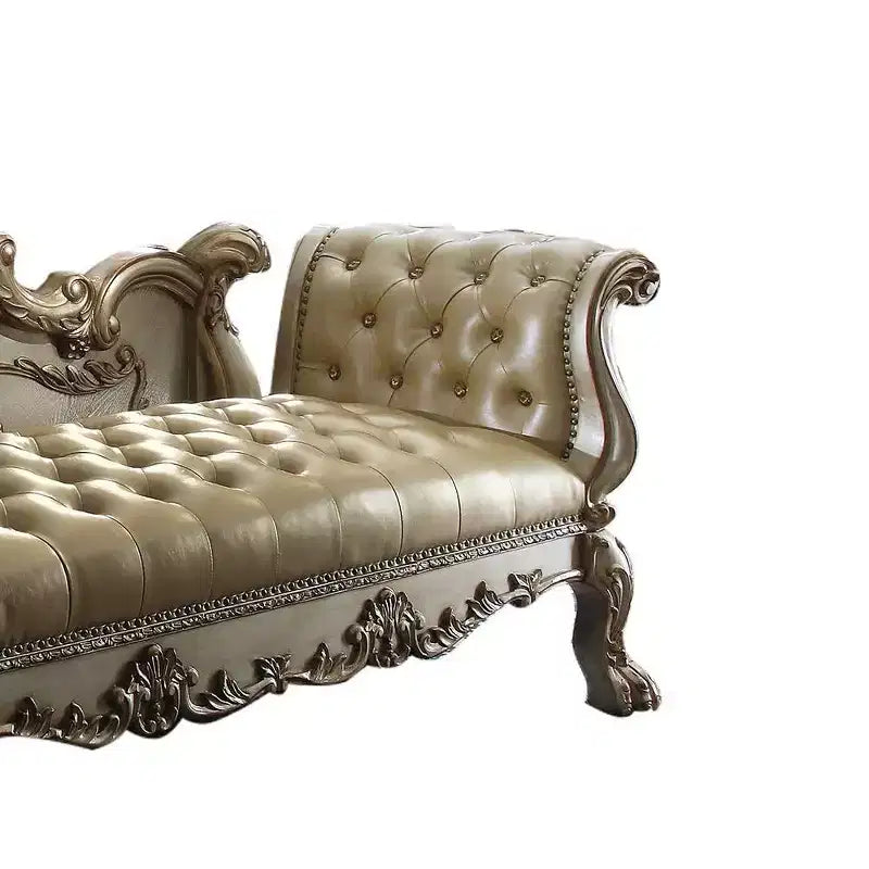 Banc Dresden Acme Furniture, cuir synthétique couleur os/patine dorée