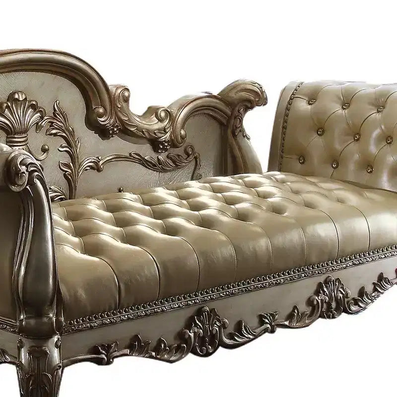 Banc Dresden Acme Furniture, cuir synthétique couleur os/patine dorée