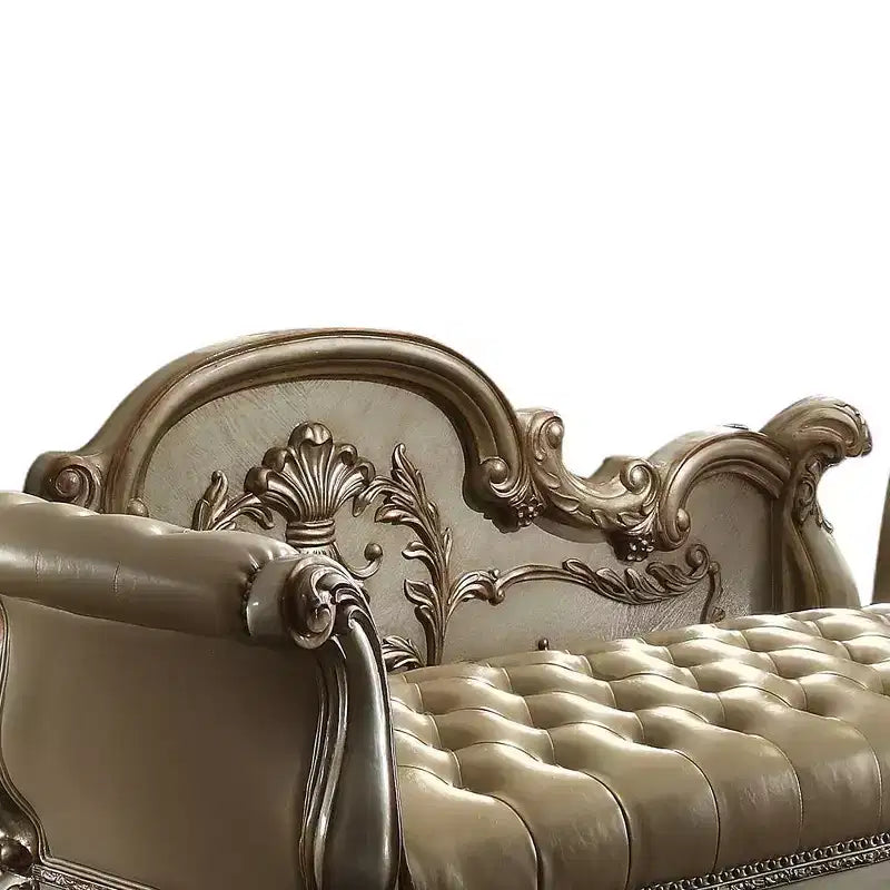 Banc Dresden Acme Furniture, cuir synthétique couleur os/patine dorée