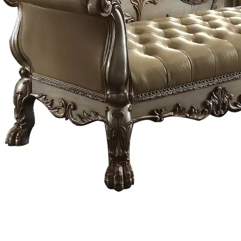 Banc Dresden Acme Furniture, cuir synthétique couleur os/patine dorée