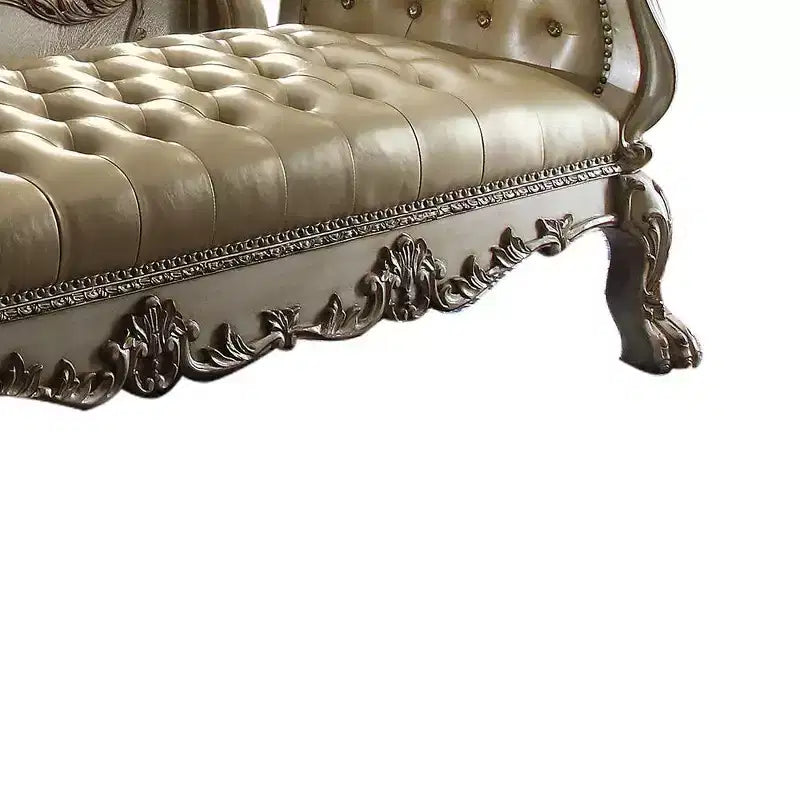 Banc Dresden Acme Furniture, cuir synthétique couleur os/patine dorée