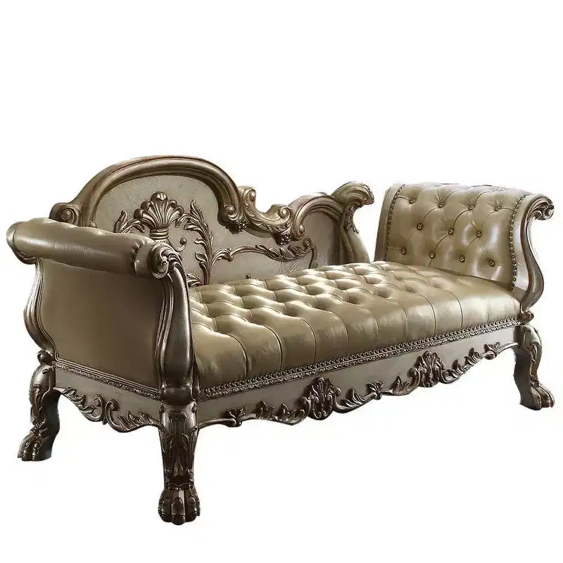 Banc Dresden Acme Furniture, cuir synthétique couleur os/patine dorée
