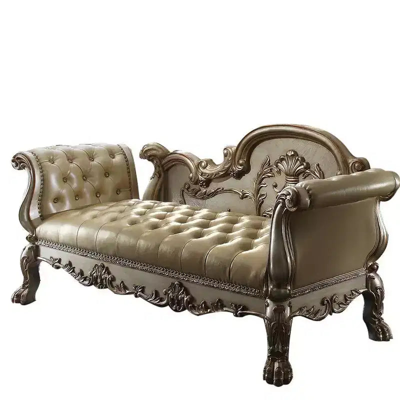 Banc Dresden Acme Furniture, cuir synthétique couleur os/patine dorée