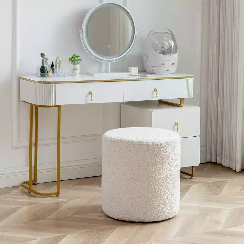 Kinwell Pouf Ottoman Blanc 18 po