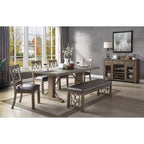 Acme Furniture 56" Raphaela Ottomans and Benches Black Synthetic Leather and Weathered Cherry Finish: Nailhead Trim, Metal Legs