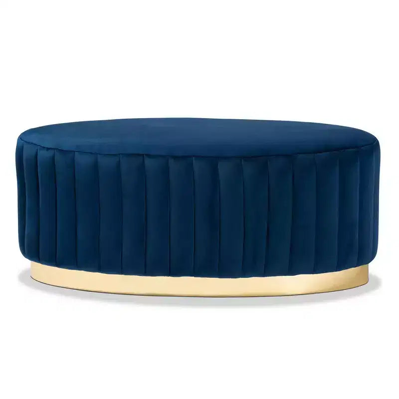 Baxton Studio - Ottoman doré Kirana en velours et similicuir