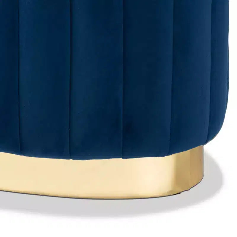 Baxton Studio - Ottoman doré Kirana en velours et similicuir