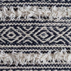 Pouf Ouray bleu/ivoire - Anji Mountain : Ottoman carré géométrique bohème, housse amovible, fait à la main, 53x53x53 cm