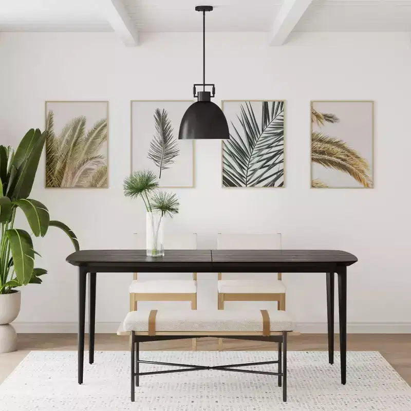 Banc Nathan James Thatcher en bois et métal avec coussin amovible : bord incurvé, sangles en cuir végétalien, fermeture éclair, nettoyage facile