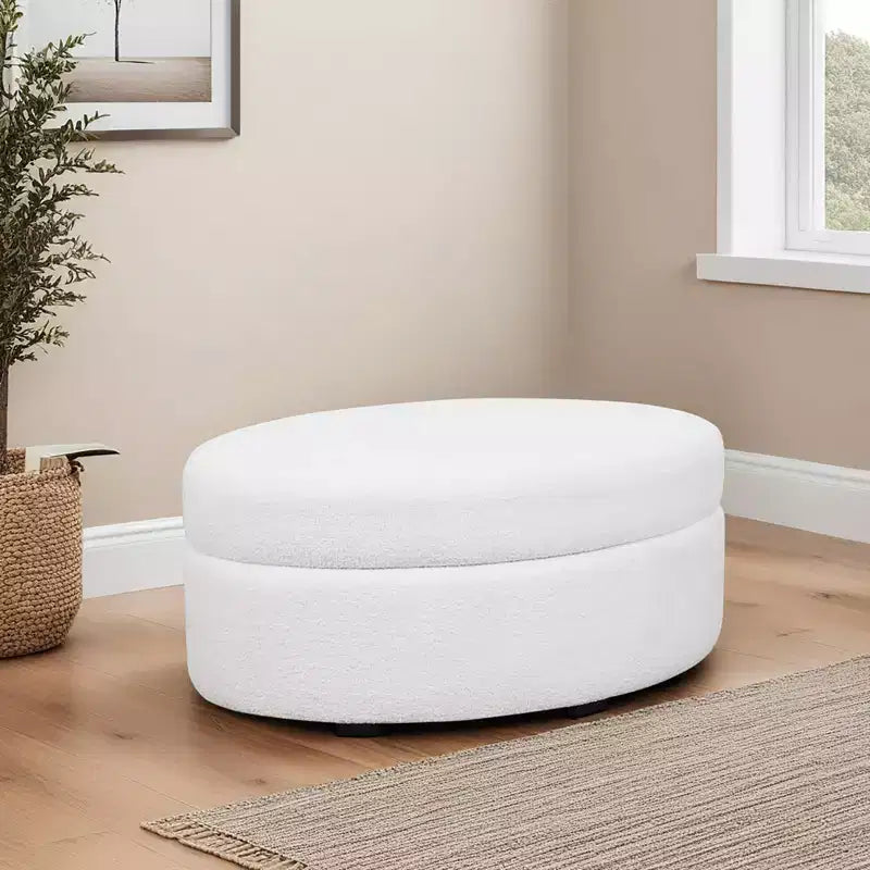Pouf de rangement ovale Linon Suranne - Naturel
