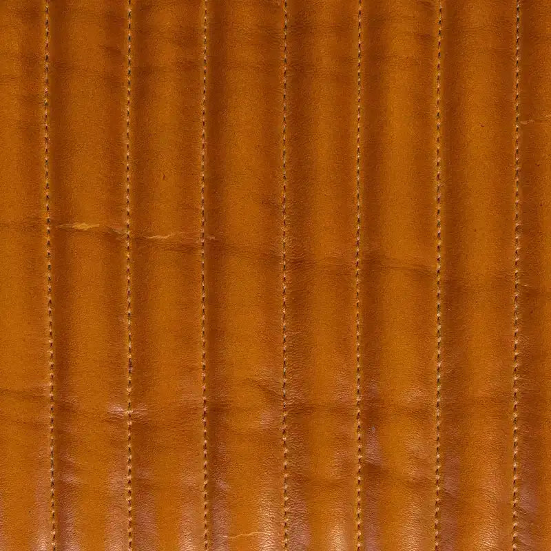 Banc en cuir quadrillé Storied Home marron : Cadre en bois de manguier, Assemblage par un adulte, Nettoyage des taches, Forme rectangulaire