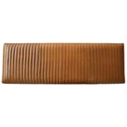 Banc en cuir quadrillé Storied Home marron : Cadre en bois de manguier, Assemblage par un adulte, Nettoyage des taches, Forme rectangulaire