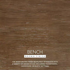 Banc rembourré en rotin et polyester de 52 po Bessie en bois massif, marron - Powell : dossier en cannage, conception en bois