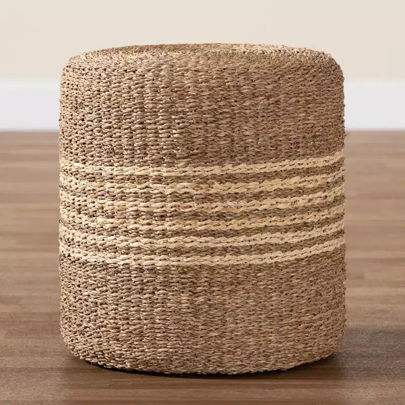 Repose-pieds ottoman en jonc de mer naturel marron bali & pari Wickham