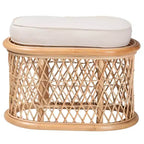 bali & pari Ladonna Ottoman en rotin naturel Repose-pieds Naturel : Banc d'intérieur rembourré, Forme ovale, Aucun assemblage requis
