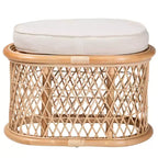 bali & pari Ladonna Ottoman en rotin naturel Repose-pieds Naturel : Banc d'intérieur rembourré, Forme ovale, Aucun assemblage requis