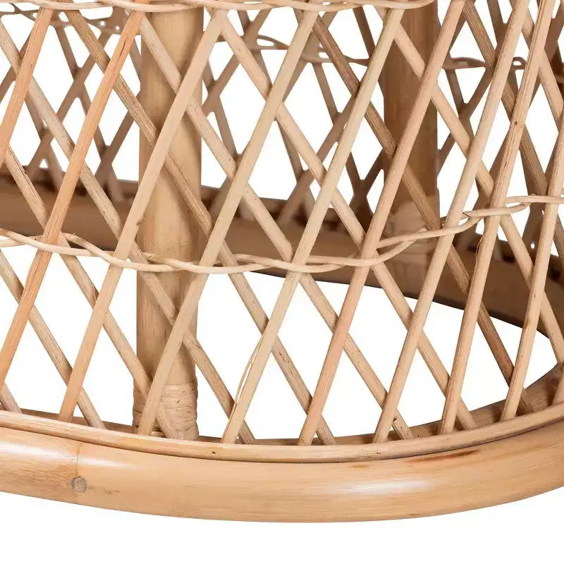 bali & pari Ladonna Ottoman en rotin naturel Repose-pieds Naturel : Banc d'intérieur rembourré, Forme ovale, Aucun assemblage requis