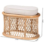 bali & pari Ladonna Ottoman en rotin naturel Repose-pieds Naturel : Banc d'intérieur rembourré, Forme ovale, Aucun assemblage requis