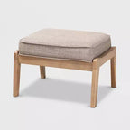 Sigrid Ottoman en bois tapissé de tissu Chêne clair/antique - Baxton Studio