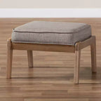 Sigrid Ottoman en bois tapissé de tissu Chêne clair/antique - Baxton Studio