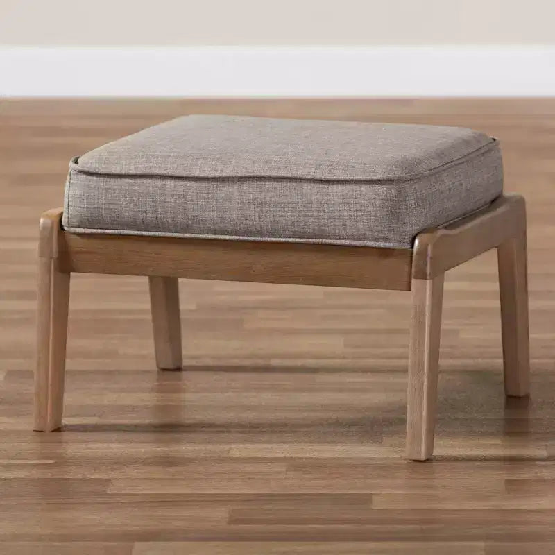 Sigrid Ottoman en bois tapissé de tissu Chêne clair/antique - Baxton Studio