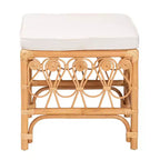Bali et Pari Pouf en rotin Ibiza blanc/miel clair : polyester rembourré, aucun assemblage requis