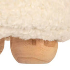 Pouf rond en velours de coton Storied Home avec passepoil crème : Repose-pieds rembourré, base en bois de pin, capacité de 150 kg