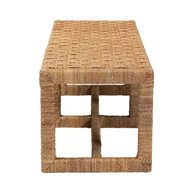 bali &amp; pari Banc d'appoint Cipally en jonc de mer et bois d'acajou naturel