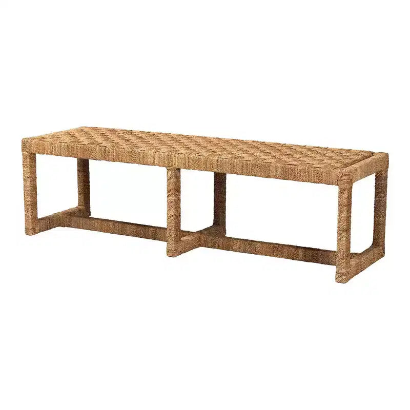 bali &amp; pari Banc d'appoint Cipally en jonc de mer et bois d'acajou naturel