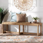 bali &amp; pari Banc d'appoint Cipally en jonc de mer et bois d'acajou naturel