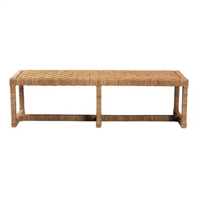 bali &amp; pari Banc d'appoint Cipally en jonc de mer et bois d'acajou naturel