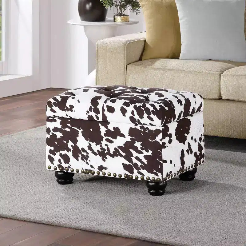 Breighton Home Regal Accents Pouf de rangement à motifs Vache marron