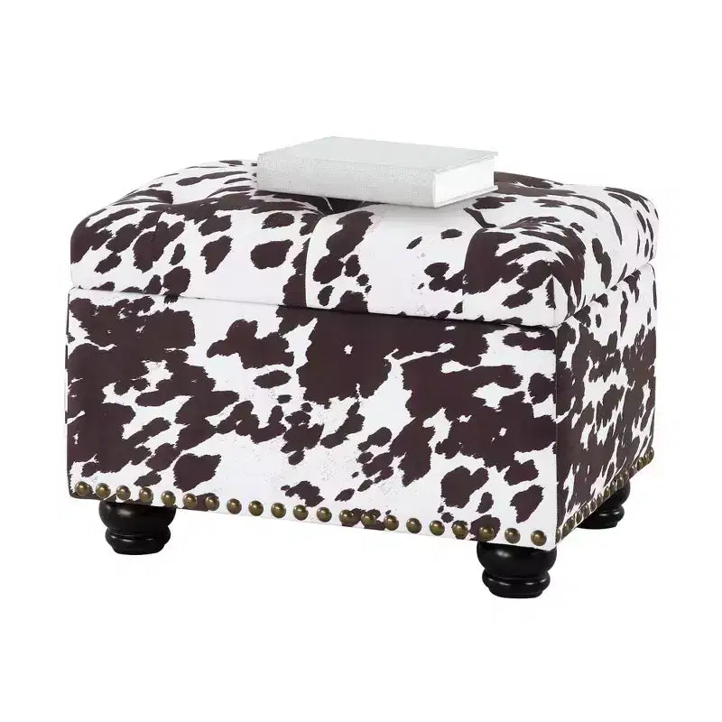 Breighton Home Regal Accents Pouf de rangement à motifs Vache marron