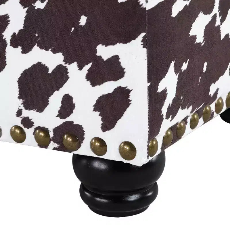 Breighton Home Regal Accents Pouf de rangement à motifs Vache marron