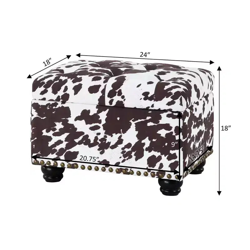 Breighton Home Regal Accents Pouf de rangement à motifs Vache marron