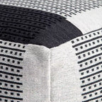 Pouf Carrapateira Noir/Ivoire - Anji Mountain : Ottoman moderne abstrait tapissé fait main, Coton texturé, 53 cm Carré