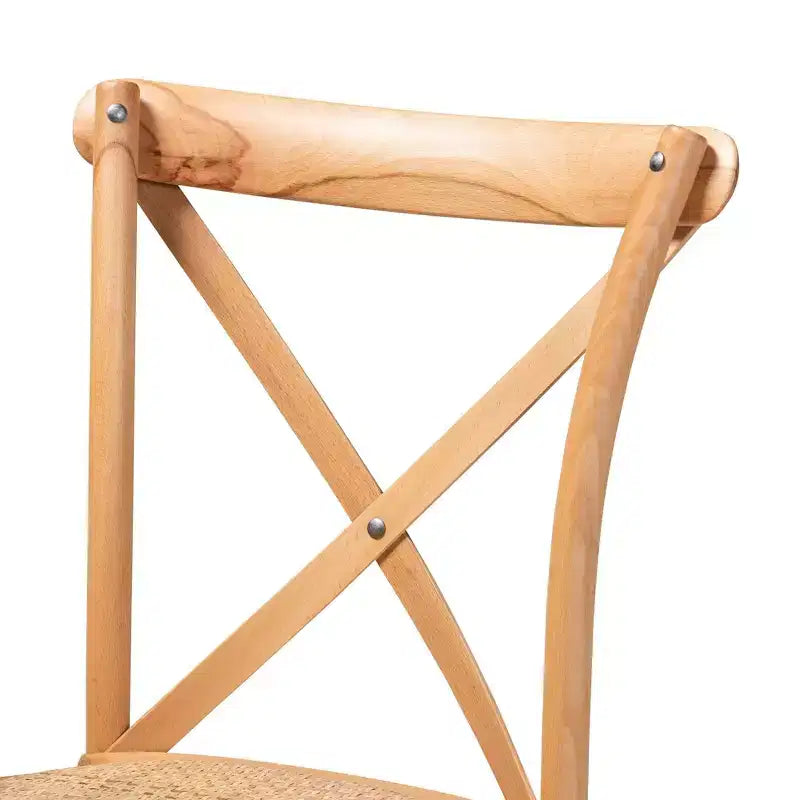 Lot de 2 chaises de salle à manger Tartan en rotin tressé et bois marron - Baxton Studio : Structure en hêtre, aucun assemblage requis