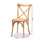 Lot de 2 chaises de salle à manger Tartan en rotin tressé et bois marron - Baxton Studio : Structure en hêtre, aucun assemblage requis