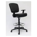 Modern Drafting Stool Black - Boss: Office Chair with Adjustable Arms & Footring