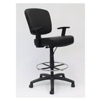 Modern Drafting Stool Black - Boss: Office Chair with Adjustable Arms & Footring