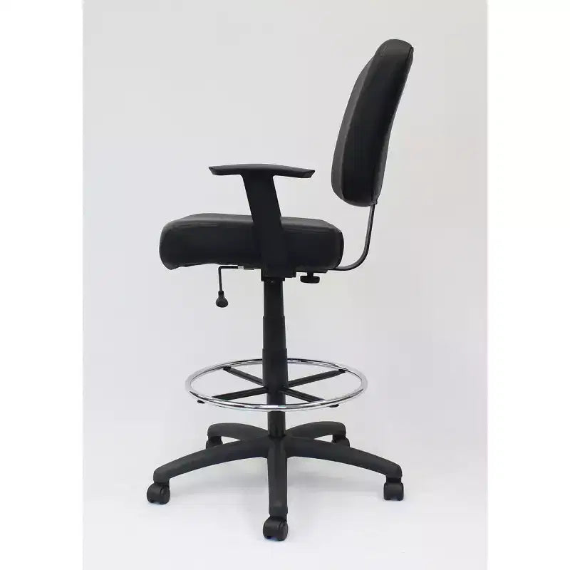 Tabouret de dessinateur moderne noir - Boss : Chaise de bureau avec accoudoirs et repose-pieds réglables
