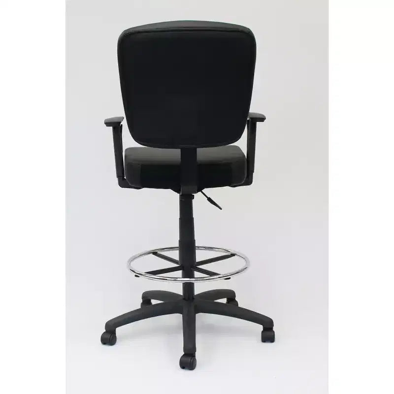 Tabouret de dessinateur moderne noir - Boss : Chaise de bureau avec accoudoirs et repose-pieds réglables