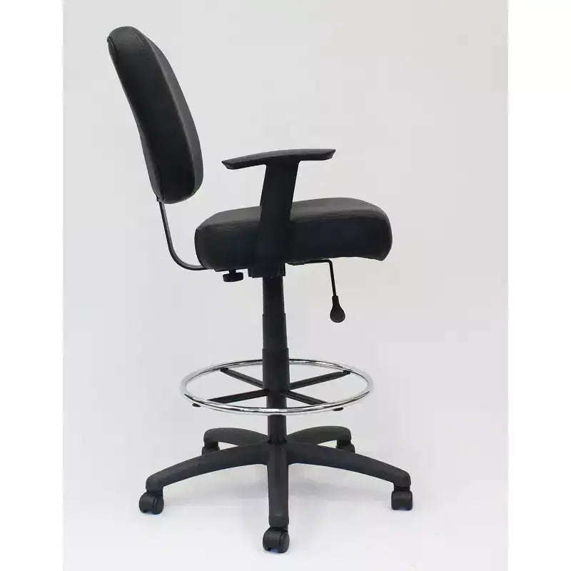 Tabouret de dessinateur moderne noir - Boss : Chaise de bureau avec accoudoirs et repose-pieds réglables