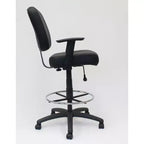 Tabouret de dessinateur moderne noir - Boss : Chaise de bureau avec accoudoirs et repose-pieds réglables