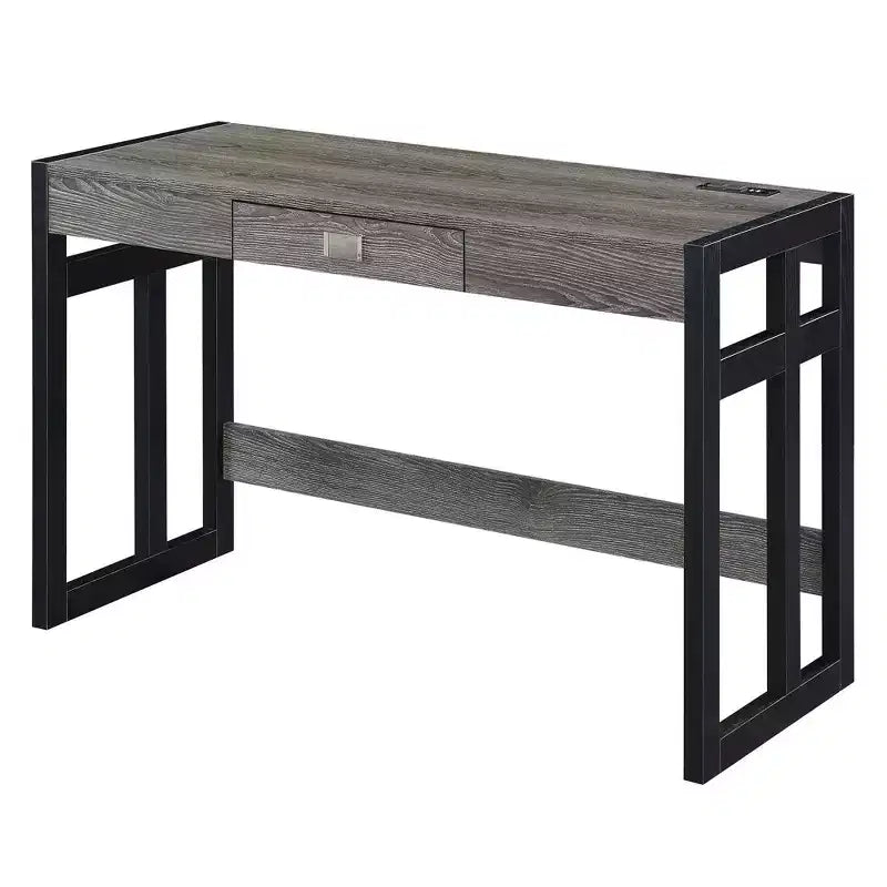 47" Monterey Desk with Charging Station Weathered Gray/Black - Breighton Home: Office Workstation with Hutch Storage