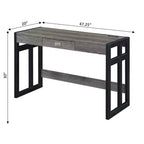 Bureau Monterey 47" avec station de charge gris/noir patiné - Breighton Home : poste de travail avec étagère de rangement